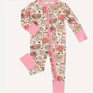 Valentine’s Day baby bamboo zippered footie 6-12 months